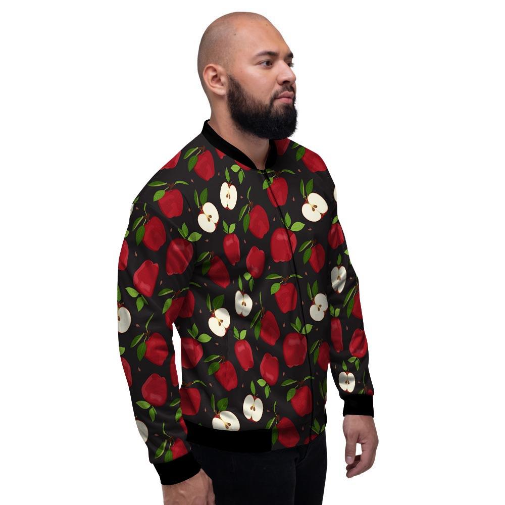 Apple Red Print Pattern Men's Bomber Jacket-grizzshop