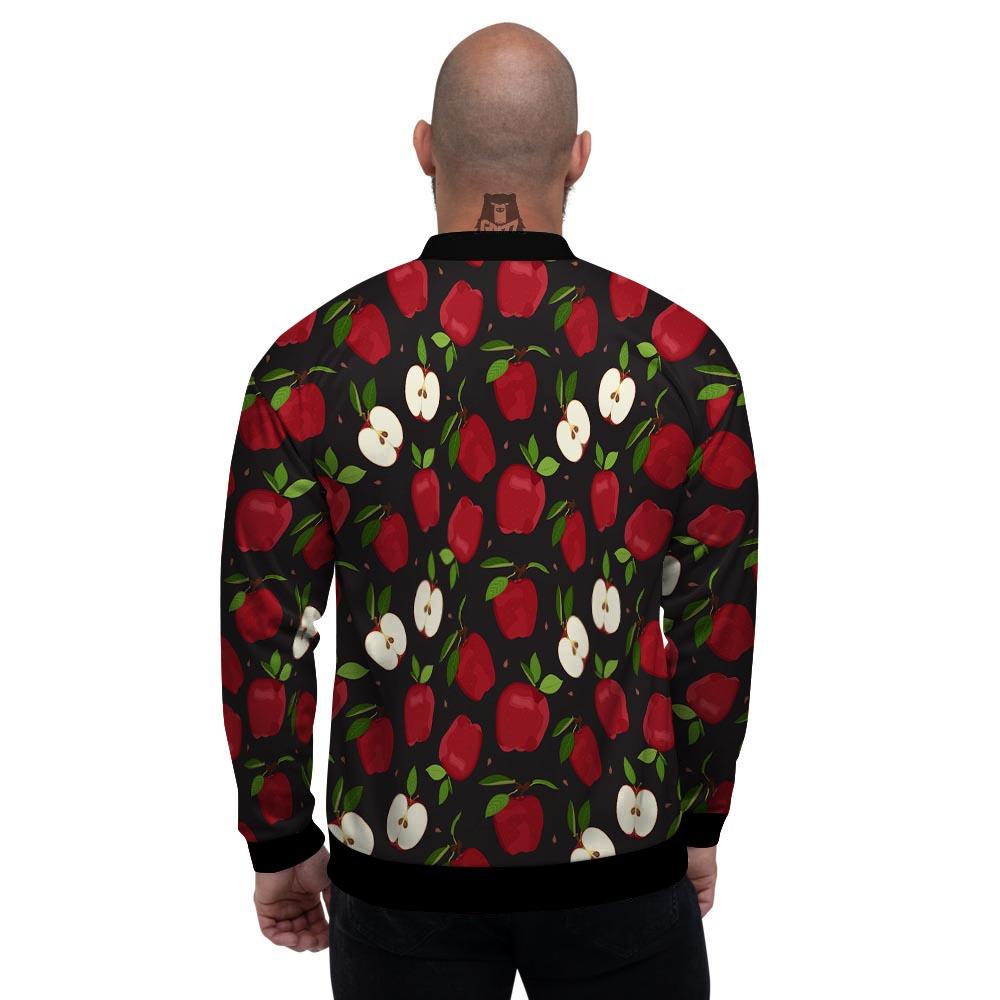 Apple Red Print Pattern Men's Bomber Jacket-grizzshop