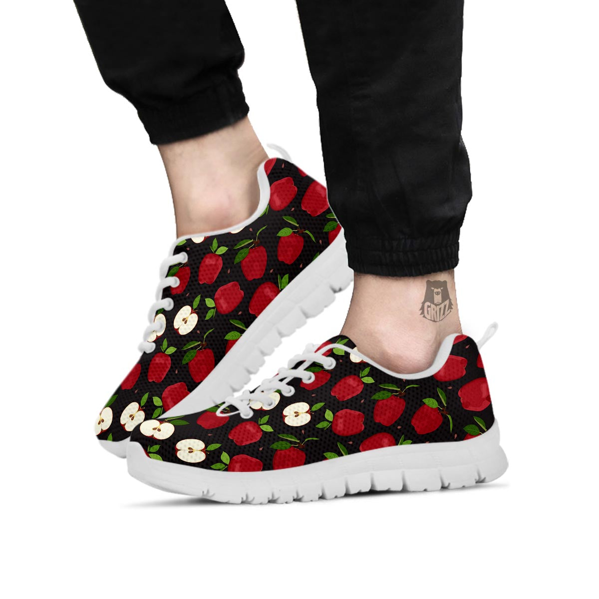 Apple Red Print Pattern White Sneaker-grizzshop