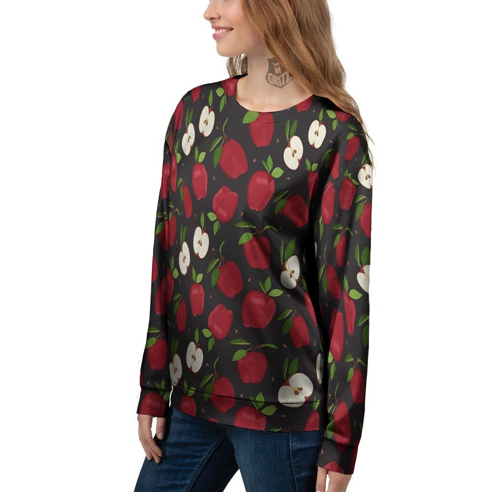 Apple Red Print Pattern Women's Sweatshirt-grizzshop