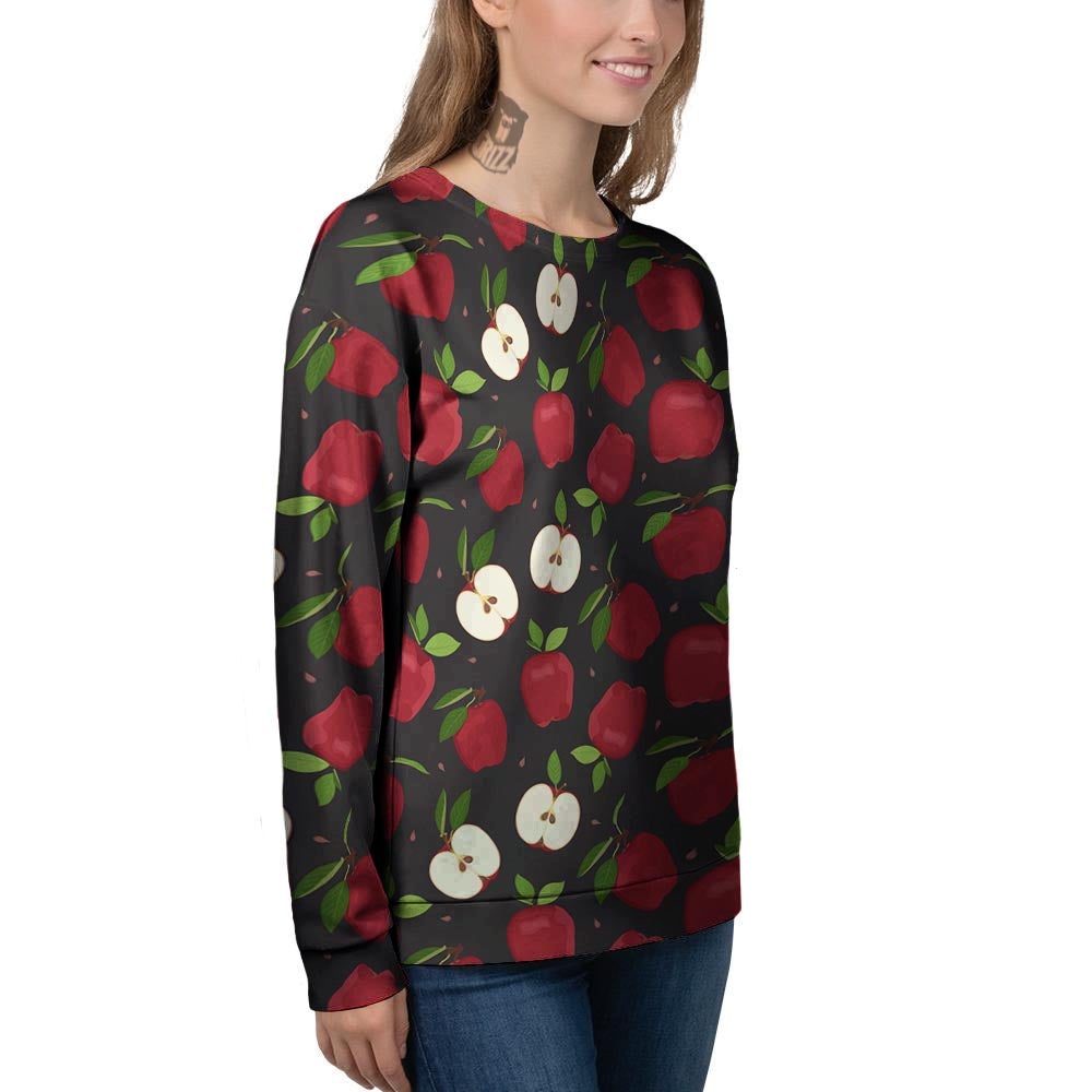 Apple Red Print Pattern Women's Sweatshirt-grizzshop