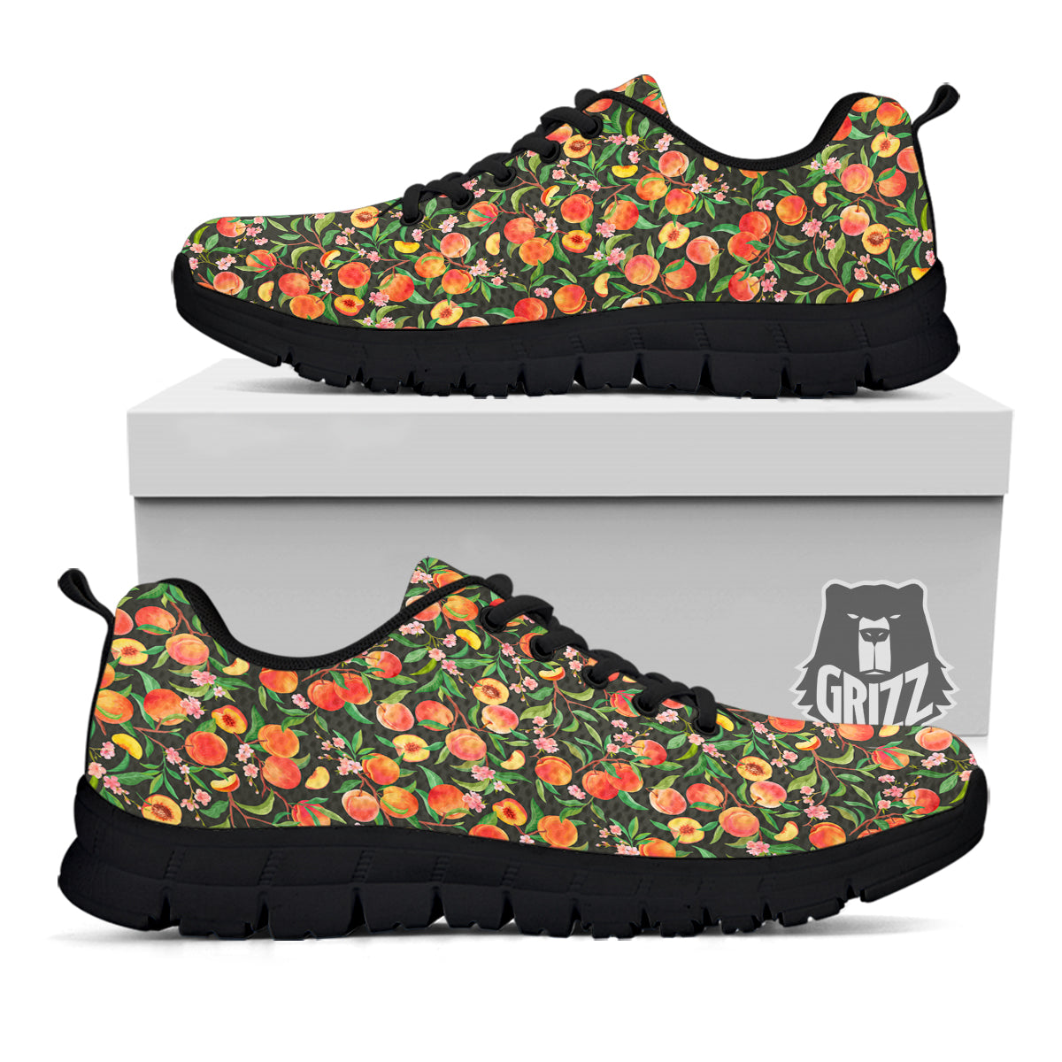 Apricot Print Pattern Black Sneaker-grizzshop