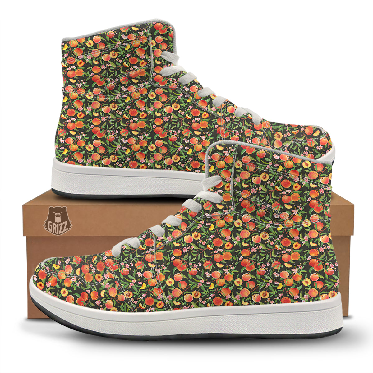 Apricot Print Pattern High Top Sneakers-grizzshop