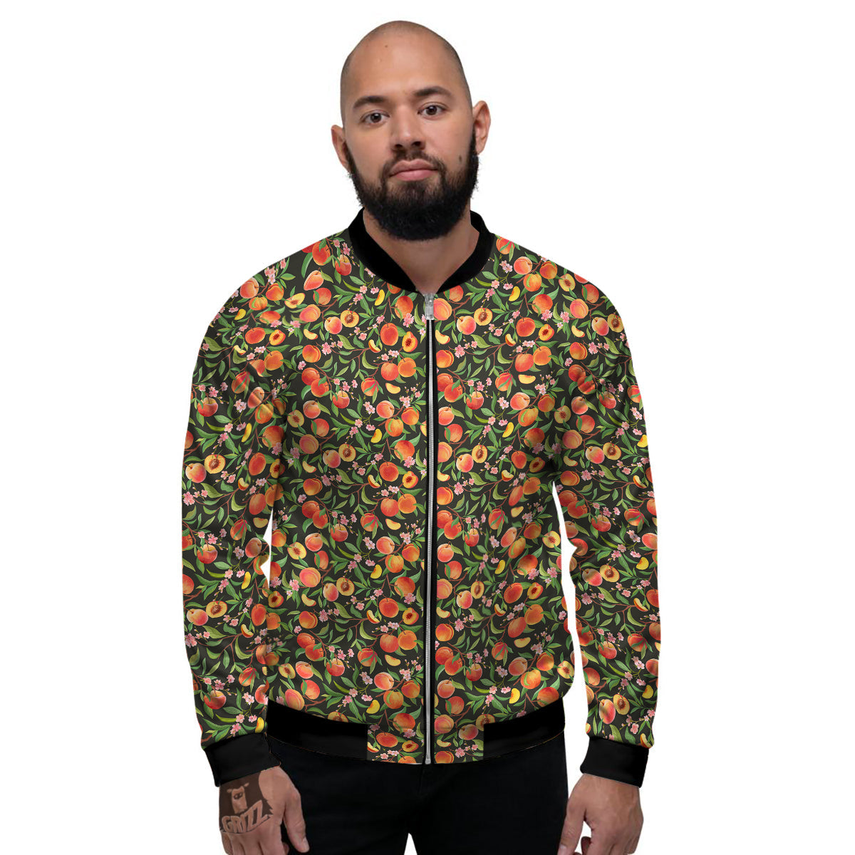 Apricot Print Pattern Men's Bomber Jacket-grizzshop