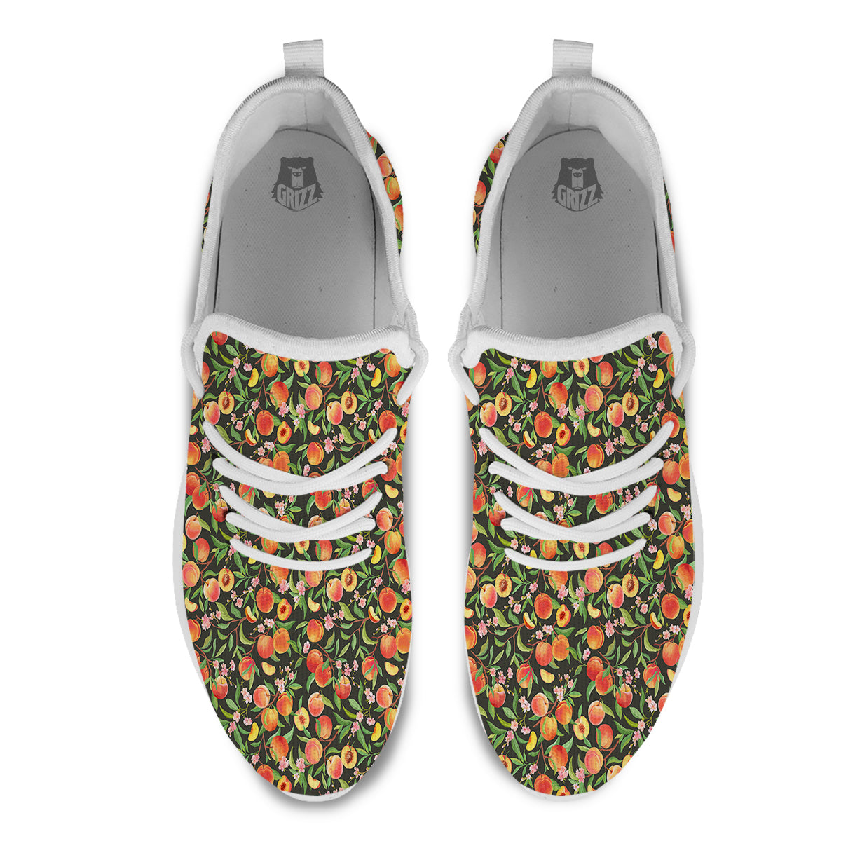 Apricot Print Pattern White Athletic Shoes-grizzshop