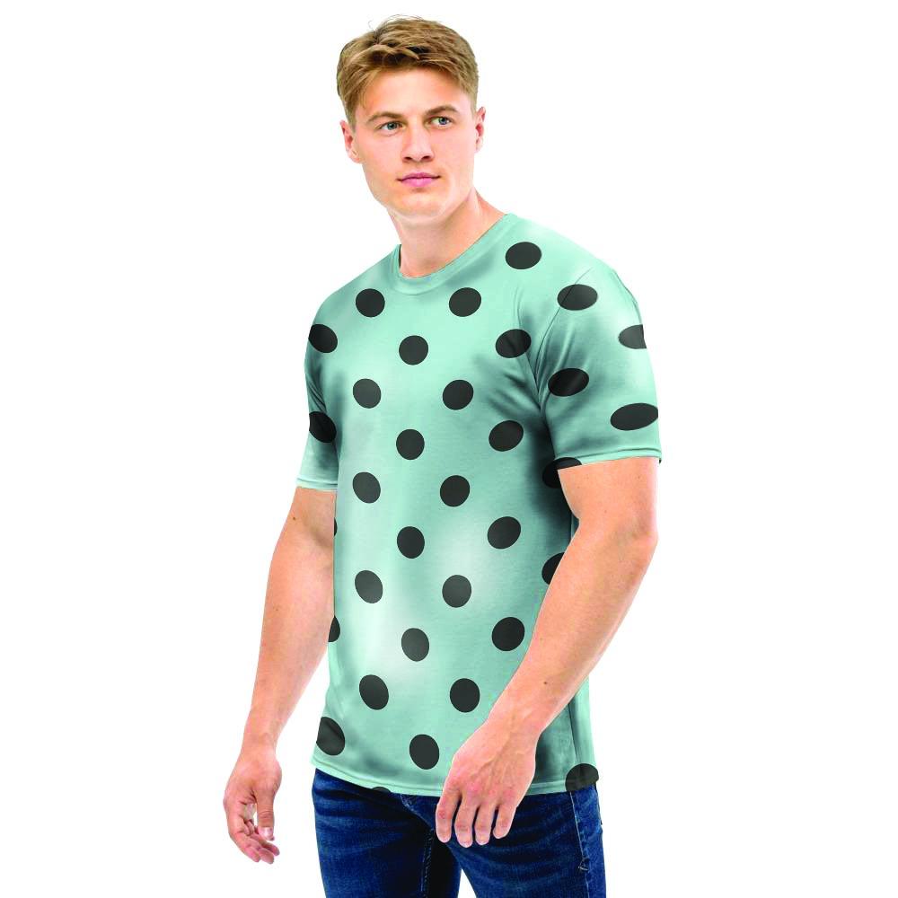 Aqua And Black Polka Dot Men T Shirt-grizzshop