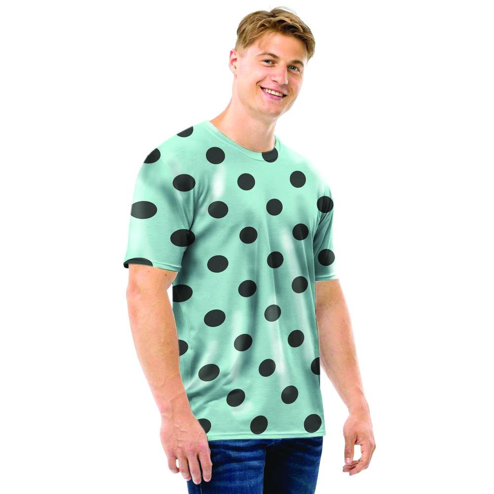 Aqua And Black Polka Dot Men T Shirt-grizzshop