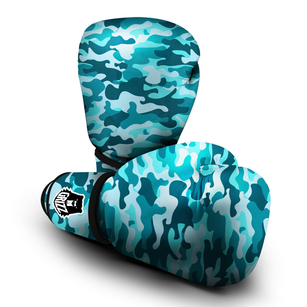 Aqua Camo And Camouflage Print Boxing Gloves-grizzshop