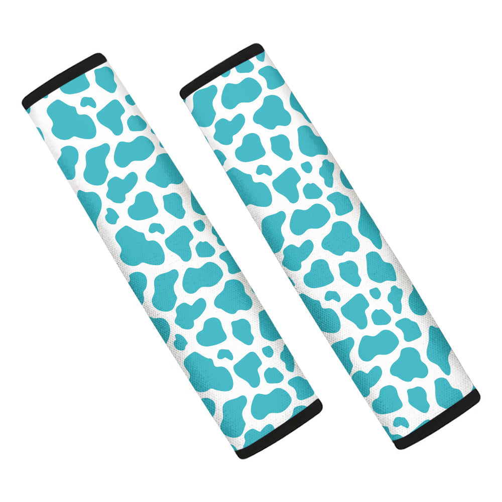 Aqua Cow Print Pattern Car Seat Belt Cover-grizzshop