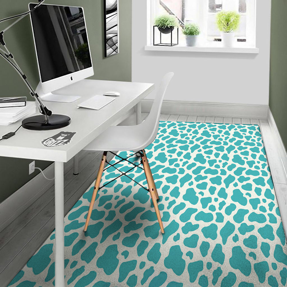 Aqua Cow Print Pattern Floor Mat-grizzshop