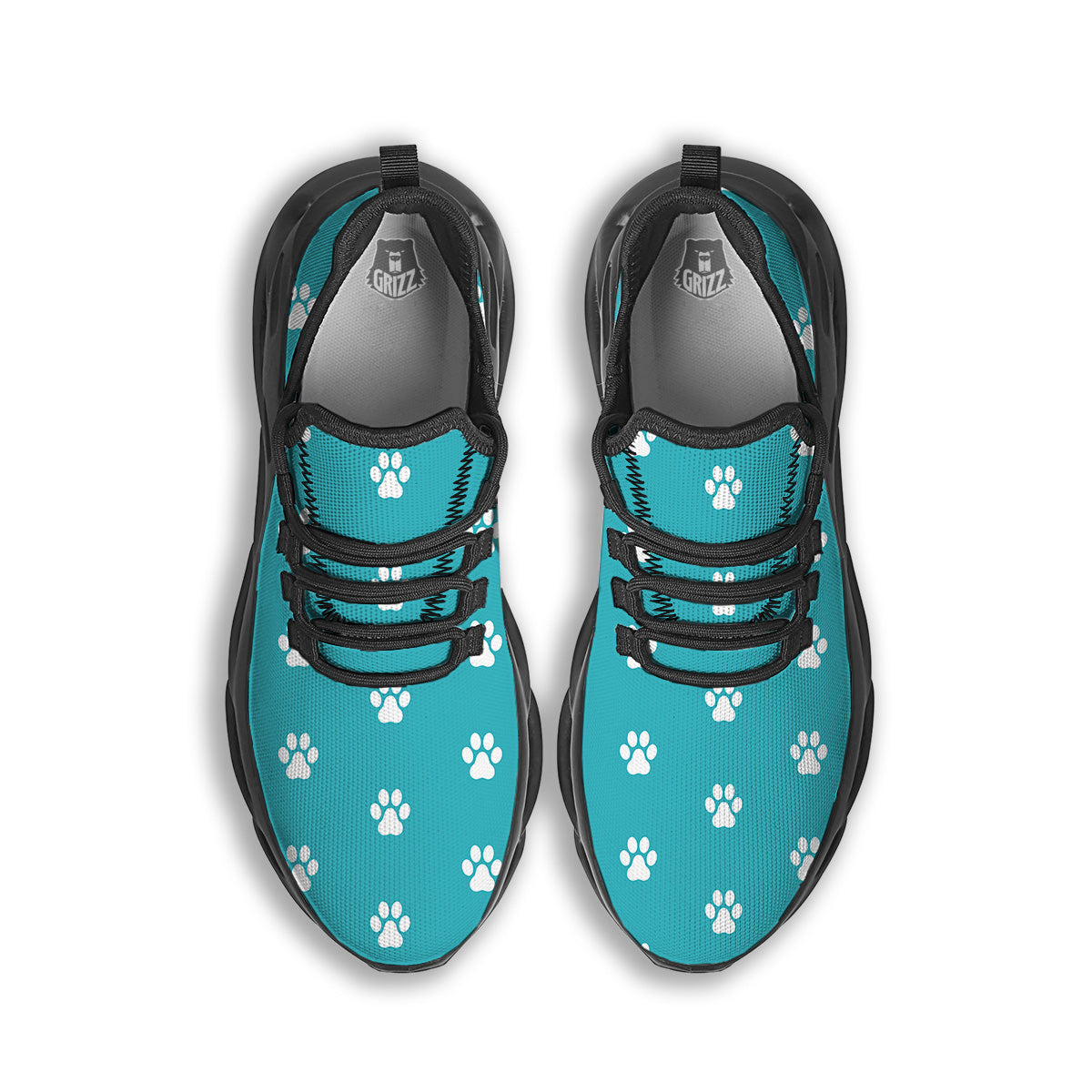 Aqua Paw Print Black Running Shoes-grizzshop