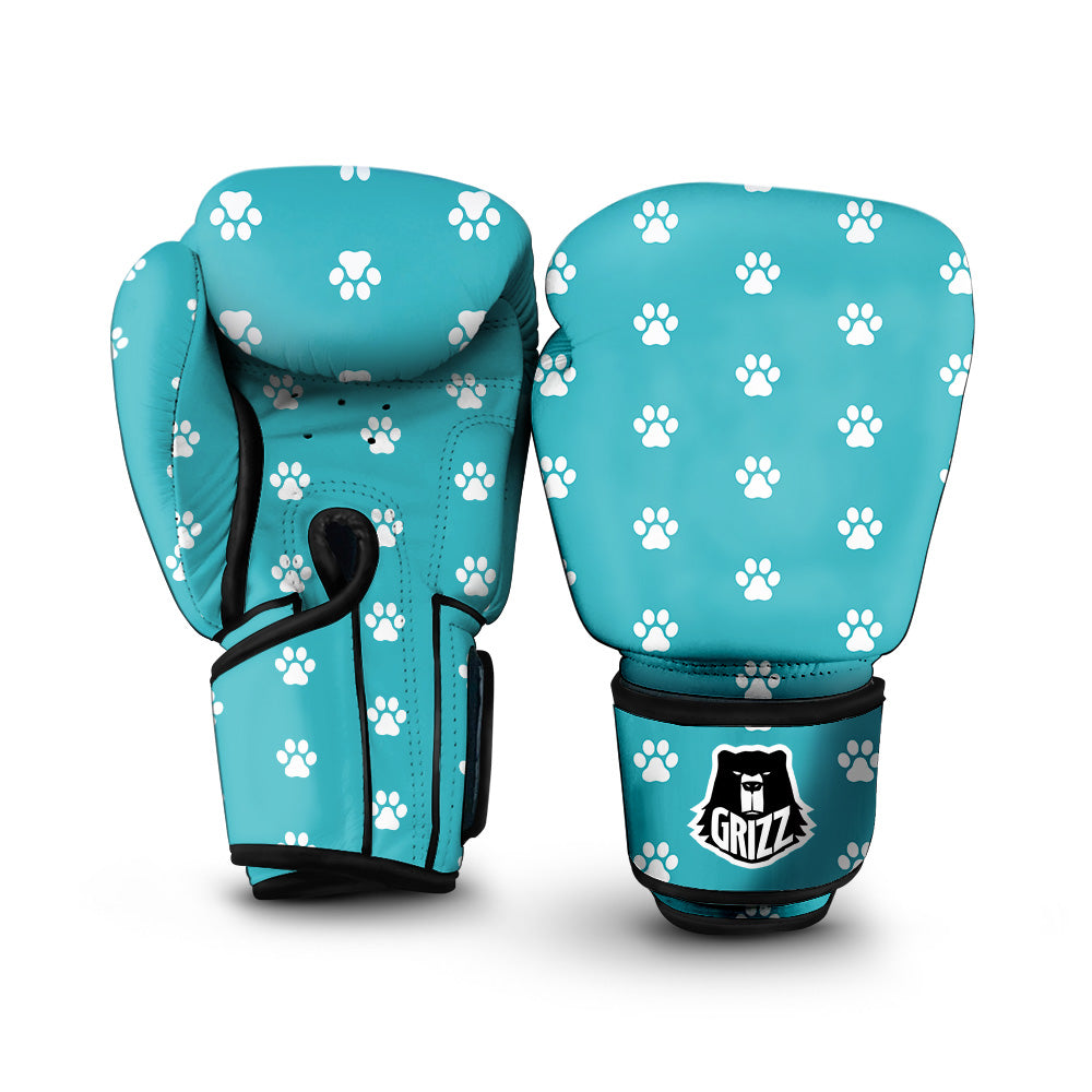 Aqua Paw Print Boxing Gloves-grizzshop