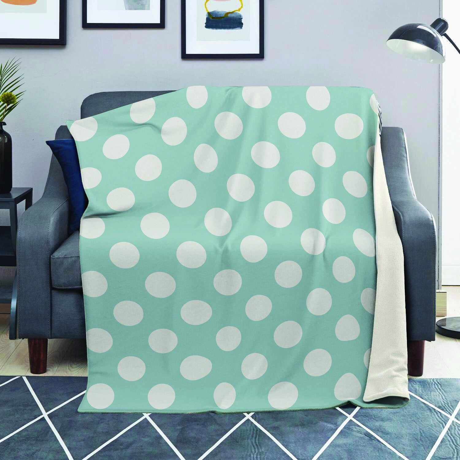 Aqua Polka Dot Blanket-grizzshop