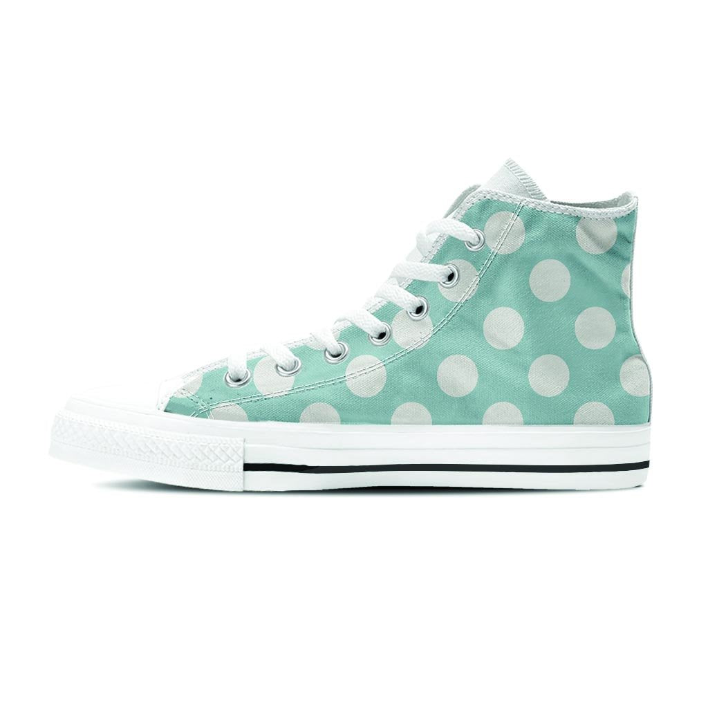 Aqua Polka Dot Women's High Top Shoes-grizzshop