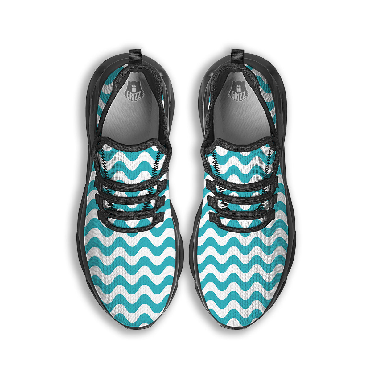 Aqua Wave Striped Print Black Running Shoes-grizzshop