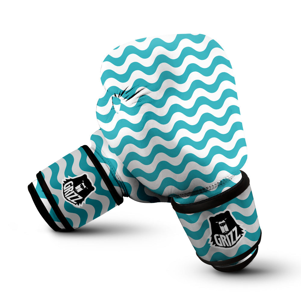 Aqua Wave Striped Print Boxing Gloves-grizzshop