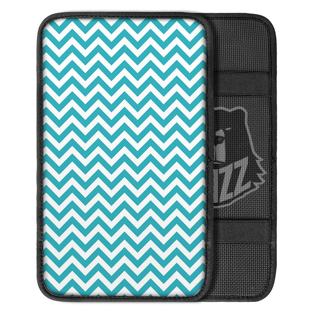 Aqua Zigzag Print Pattern Car Center Console Cover-grizzshop