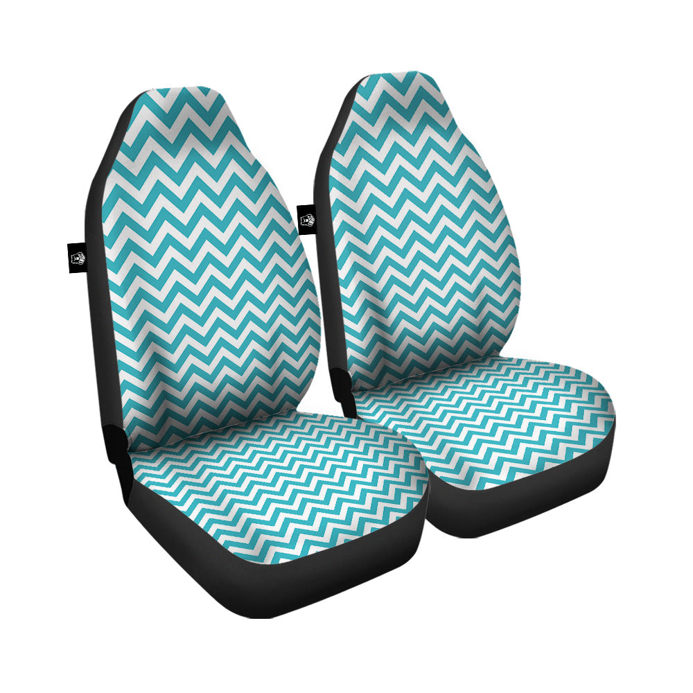 Aqua Zigzag Print Pattern Car Seat Covers-grizzshop