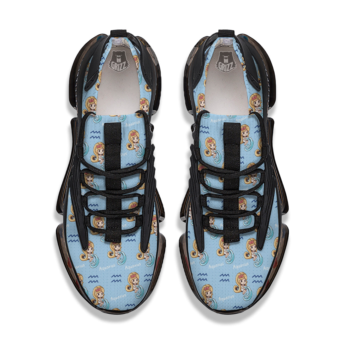 Aquarius Cute Cartoon Print Pattern Black Gym Shoes-grizzshop