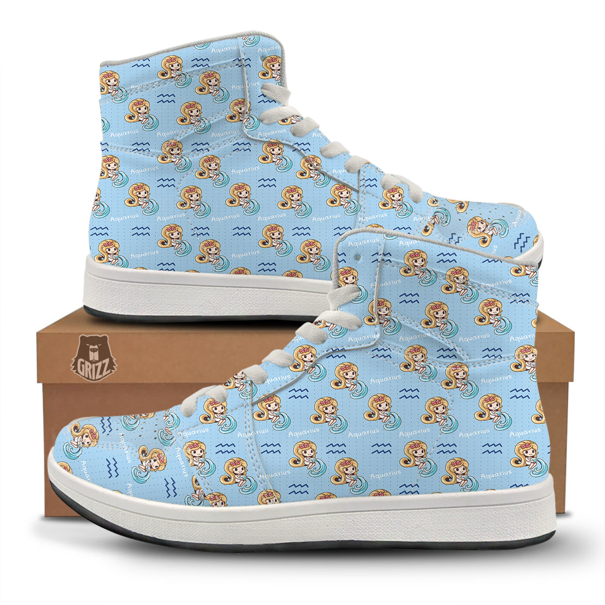 Aquarius Cute Cartoon Print Pattern High Top Sneakers-grizzshop