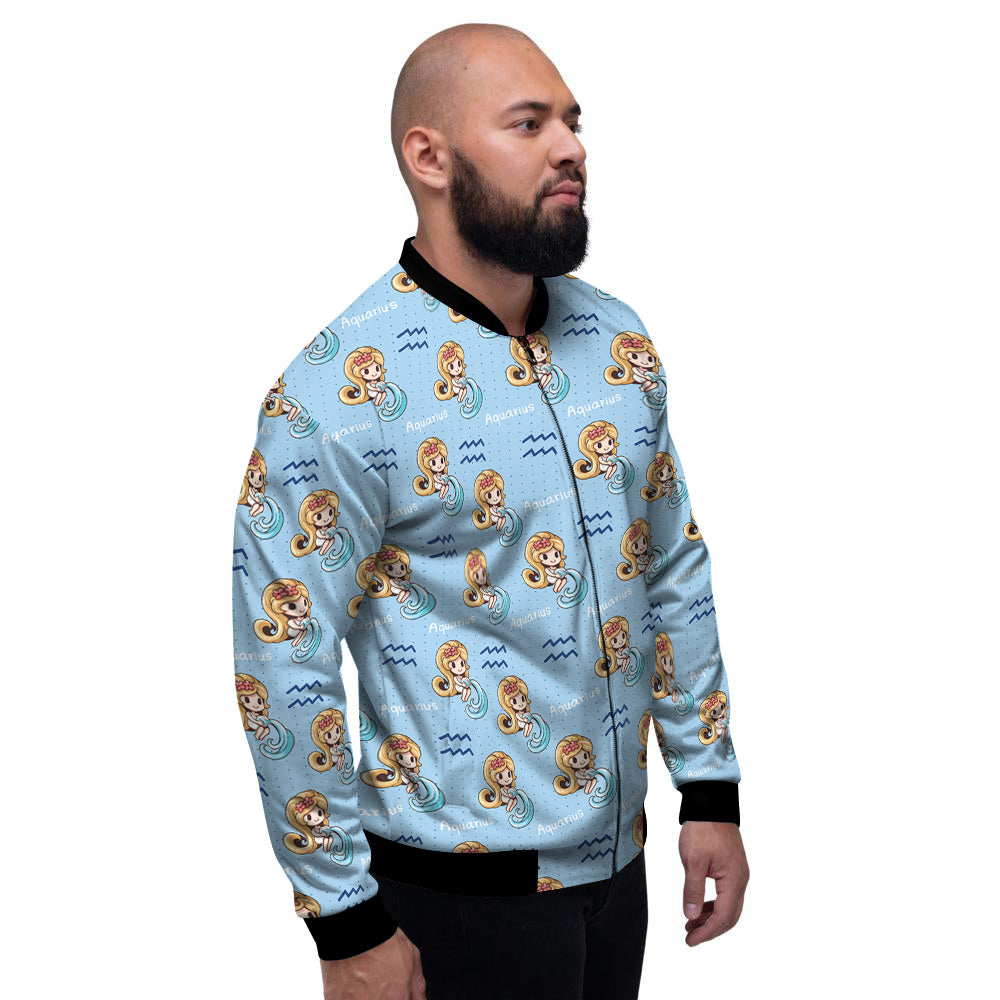 Aquarius Cute Cartoon Print Pattern Men's Bomber Jacket-grizzshop