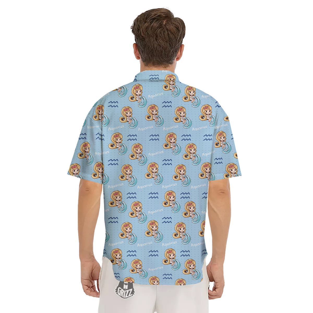 Aquarius Cute Cartoon Print Pattern Men's Short Sleeve Shirts-grizzshop