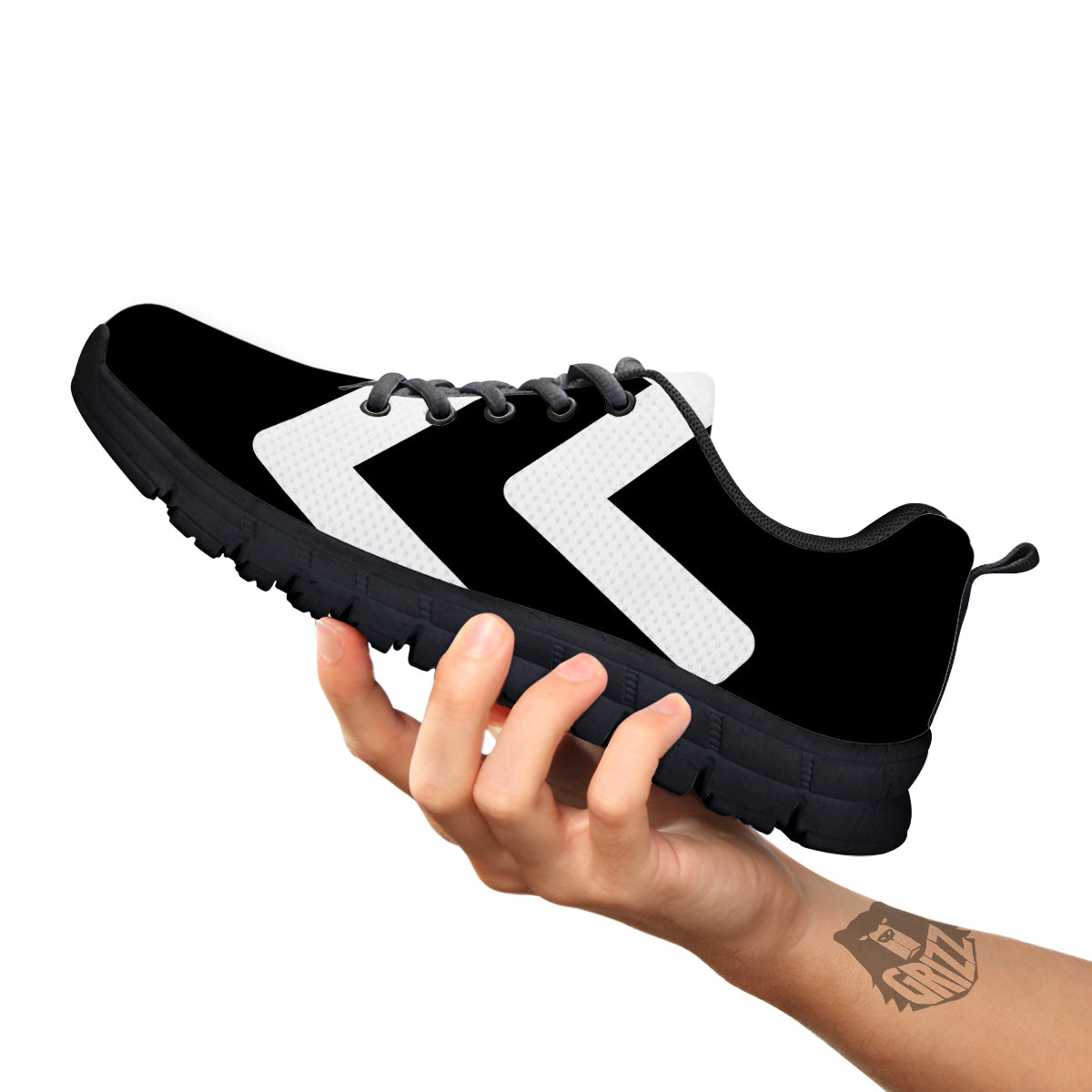 Aquarius Sign White And Black Print Black Sneaker-grizzshop