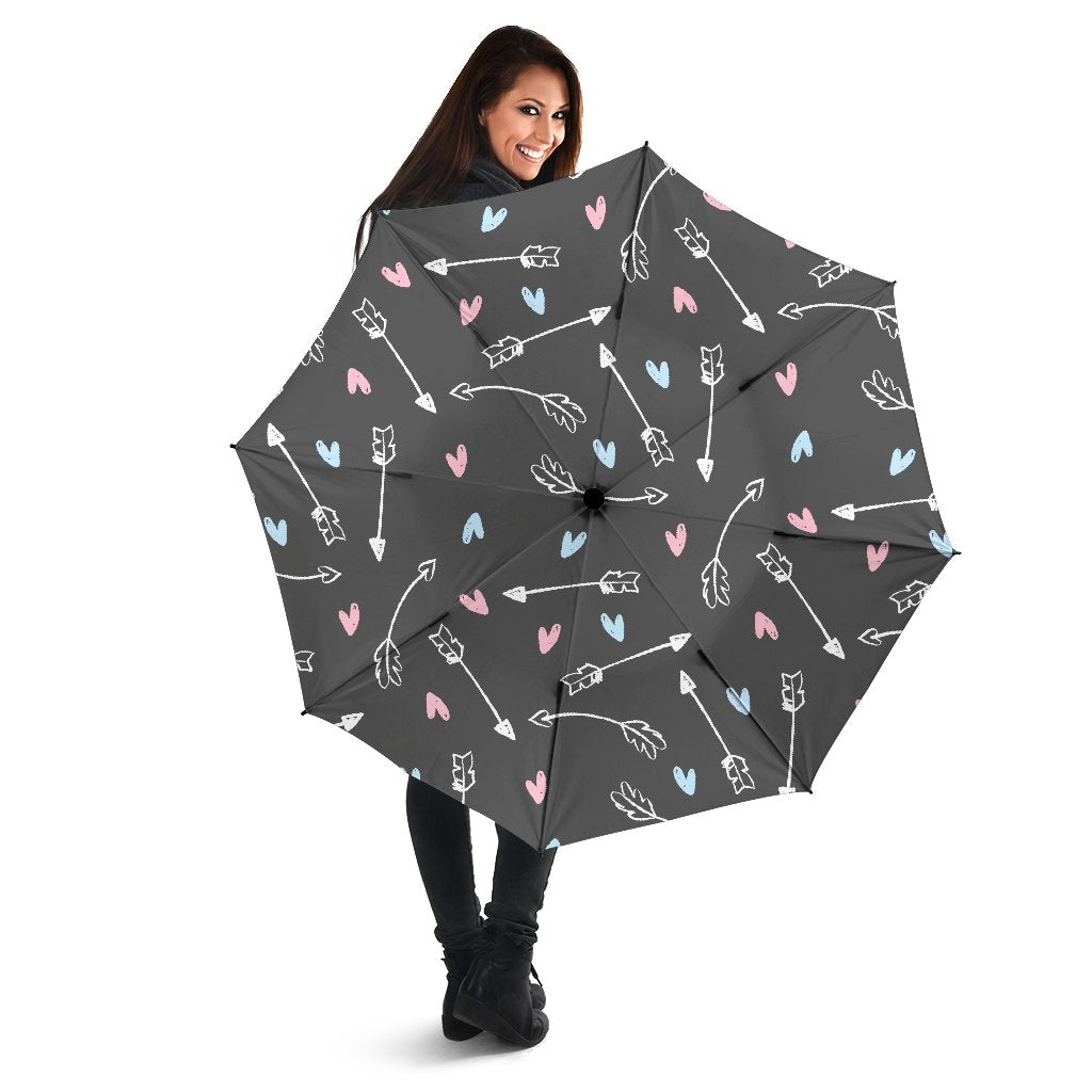 Archery Heart Pattern Print Automatic Foldable Umbrella-grizzshop