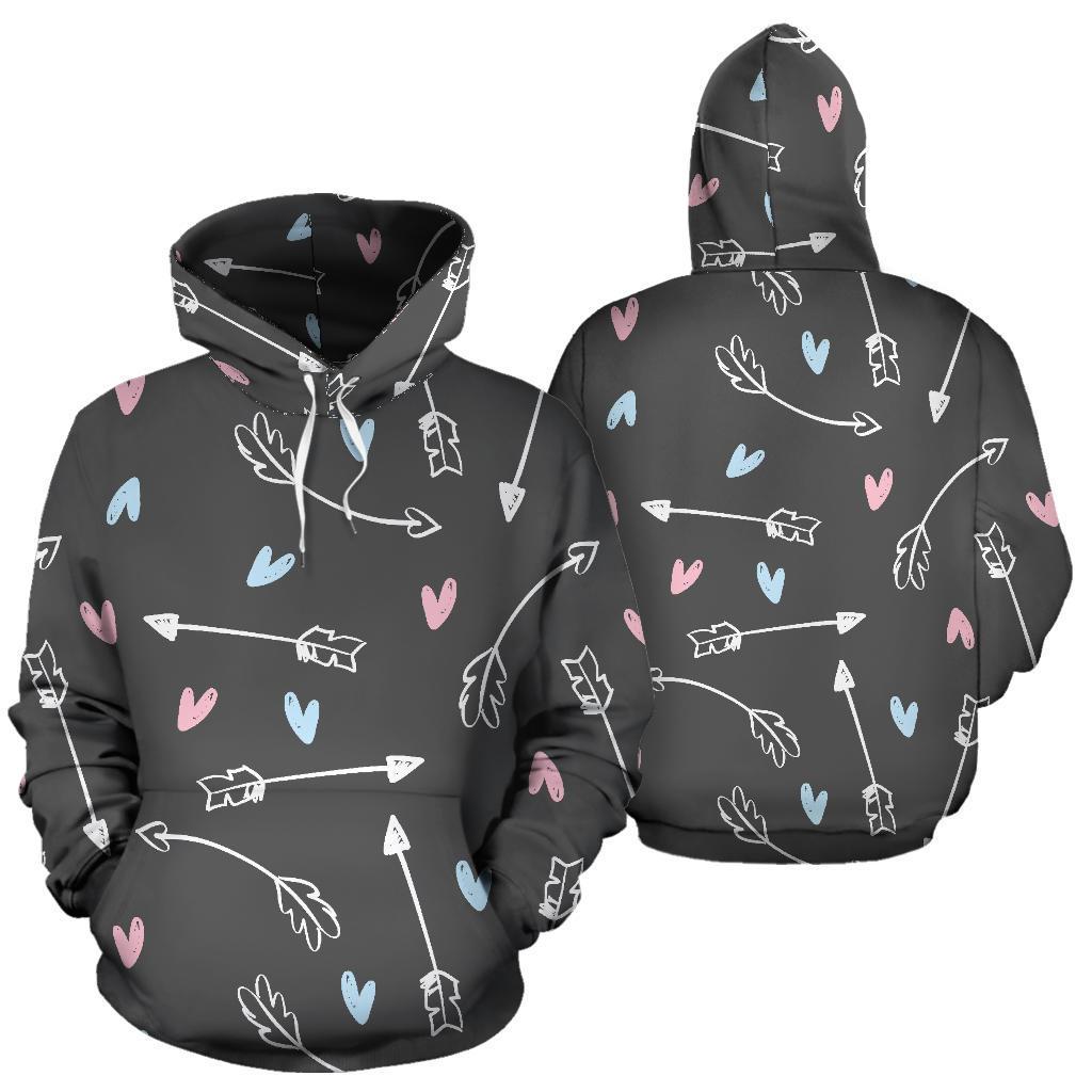 Archery Heart Pattern Print Women Men Pullover Hoodie-grizzshop