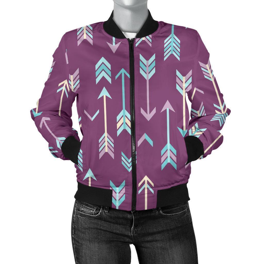 Archery Print Pattern Women Casual Bomber Jacket-grizzshop