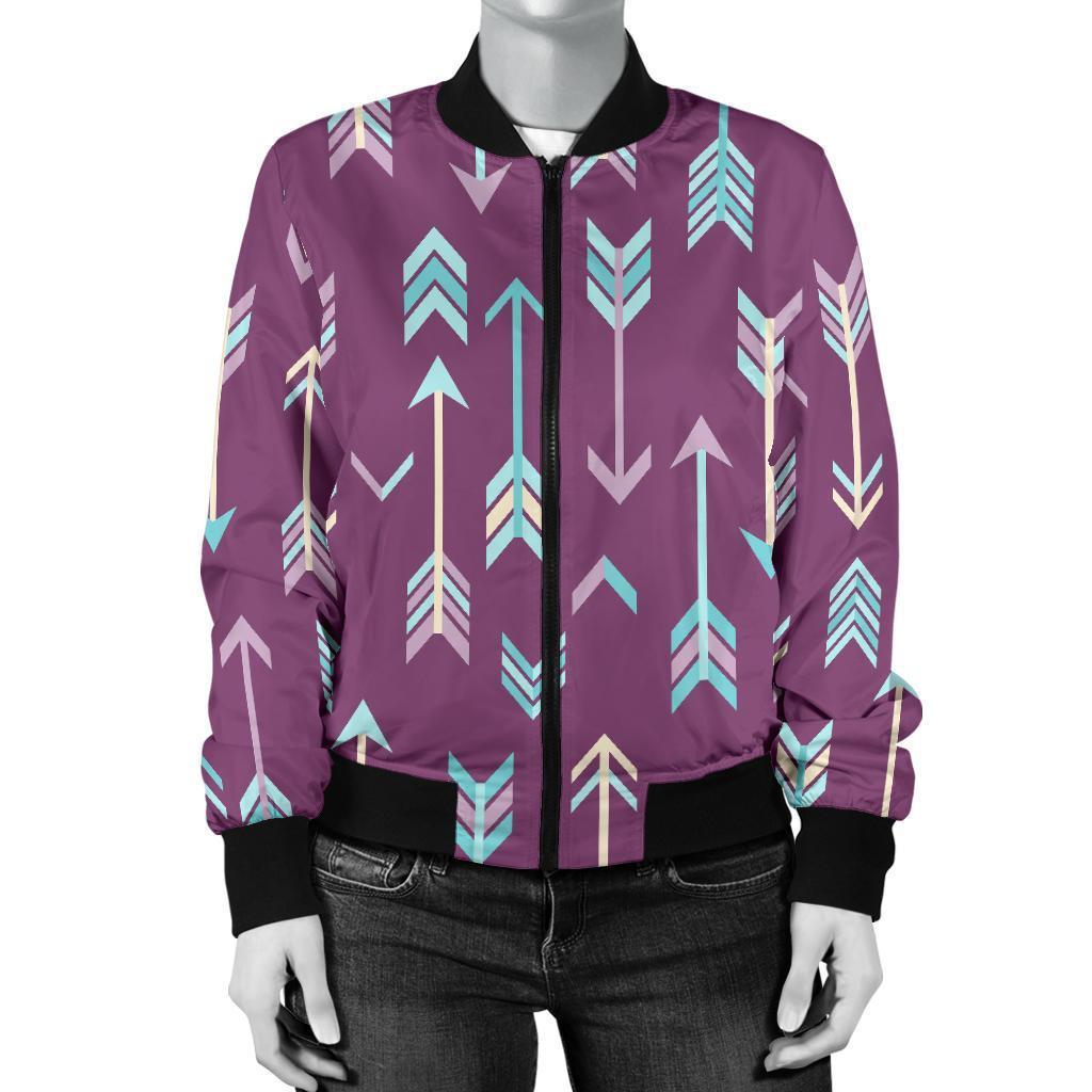 Archery Print Pattern Women Casual Bomber Jacket-grizzshop