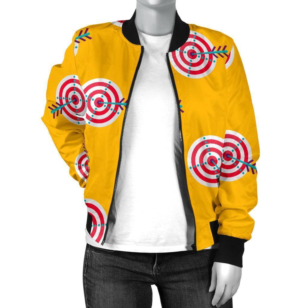 Archery Targets Pattern Print Women Casual Bomber Jacket-grizzshop