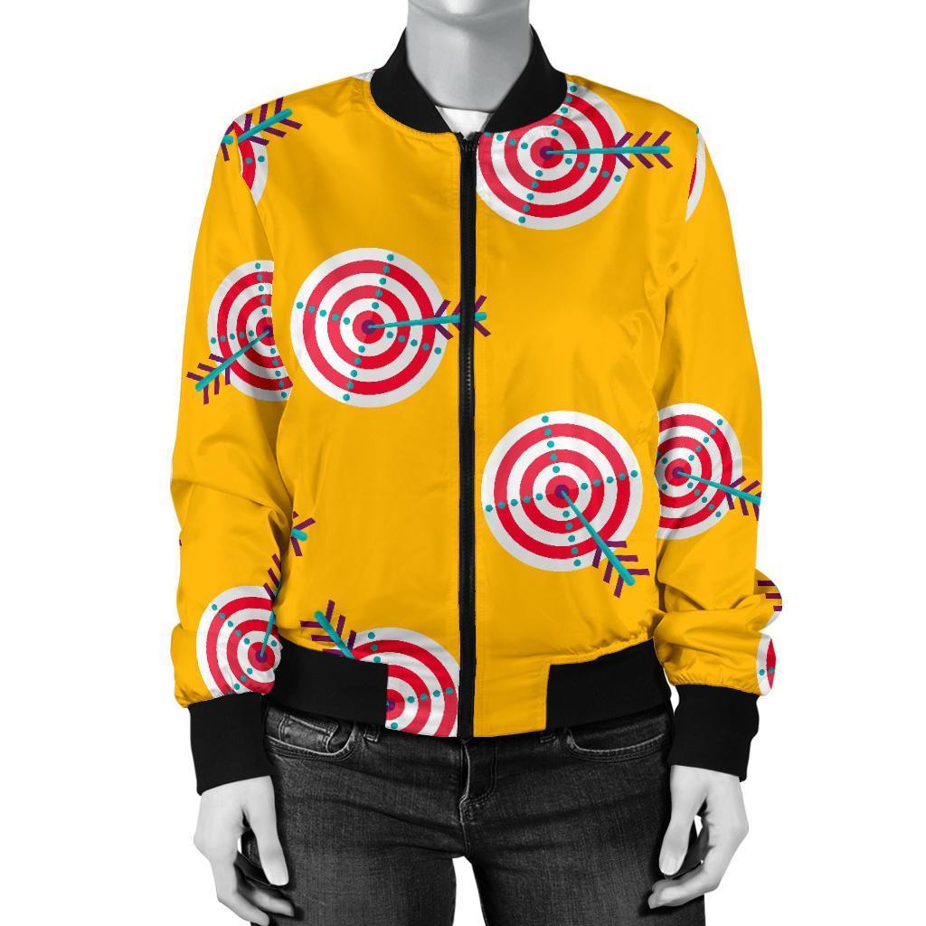 Archery Targets Pattern Print Women Casual Bomber Jacket-grizzshop