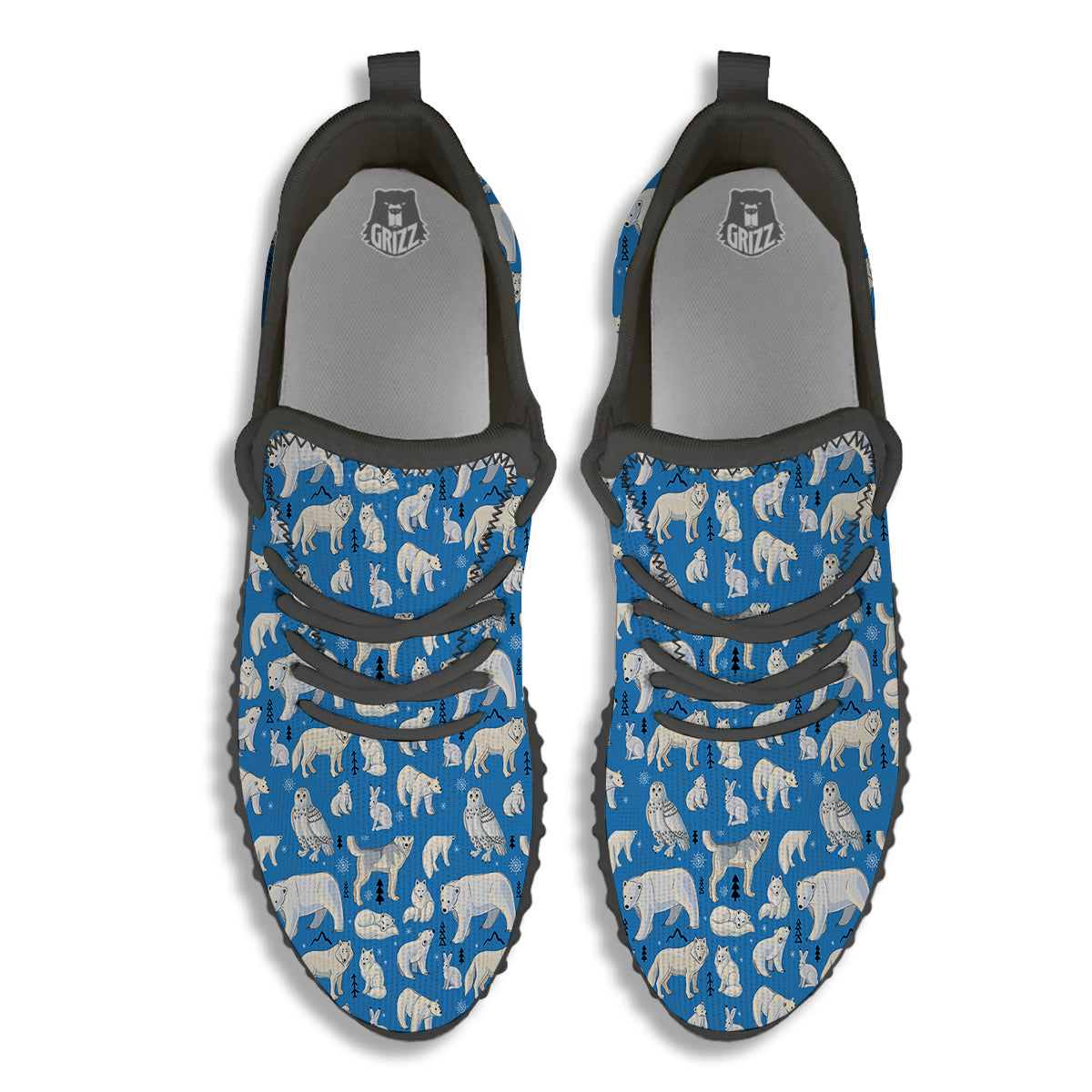 Arctic Animals North Print Pattern Black Walking Shoes-grizzshop