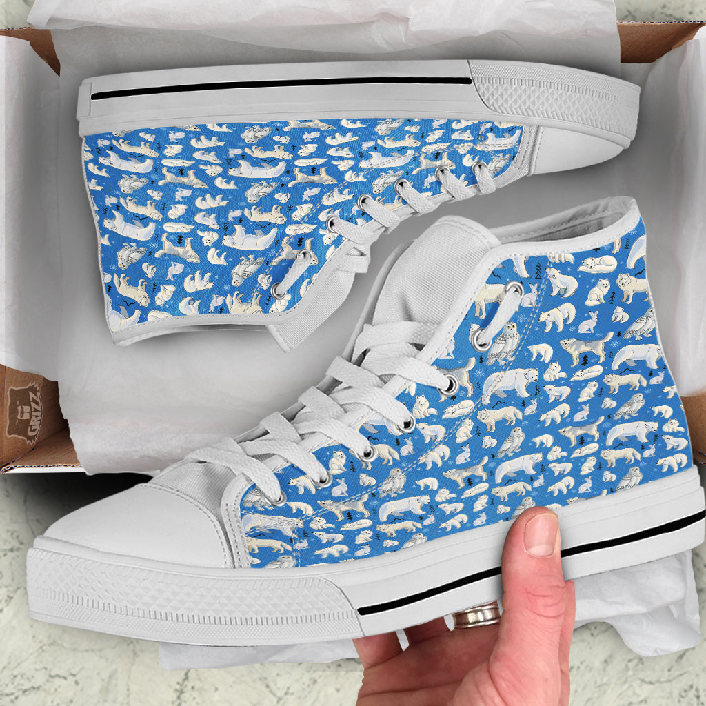 Arctic Animals North Print Pattern White High Top Shoes-grizzshop