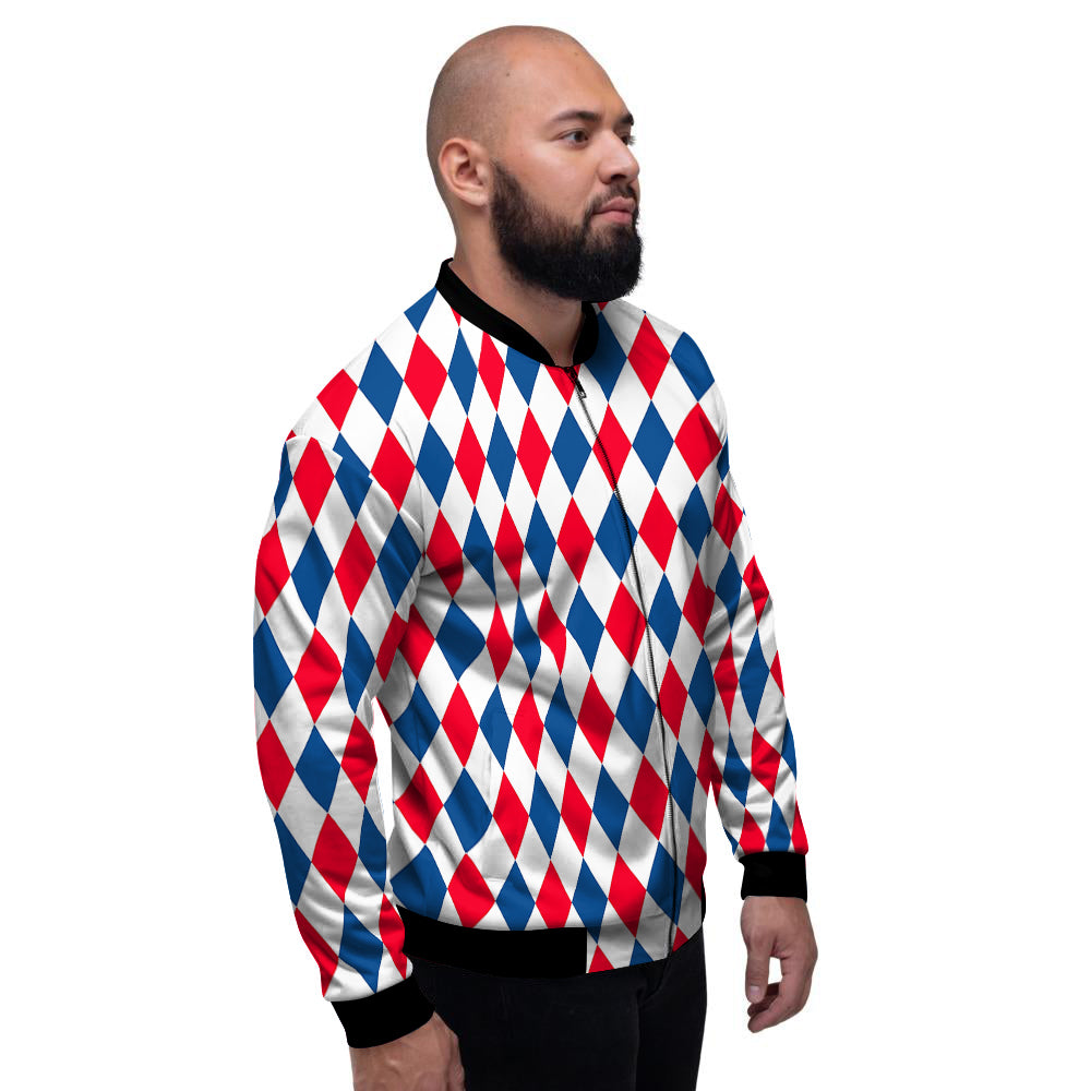 Argyle American Print Pattern Men's Bomber Jacket-grizzshop