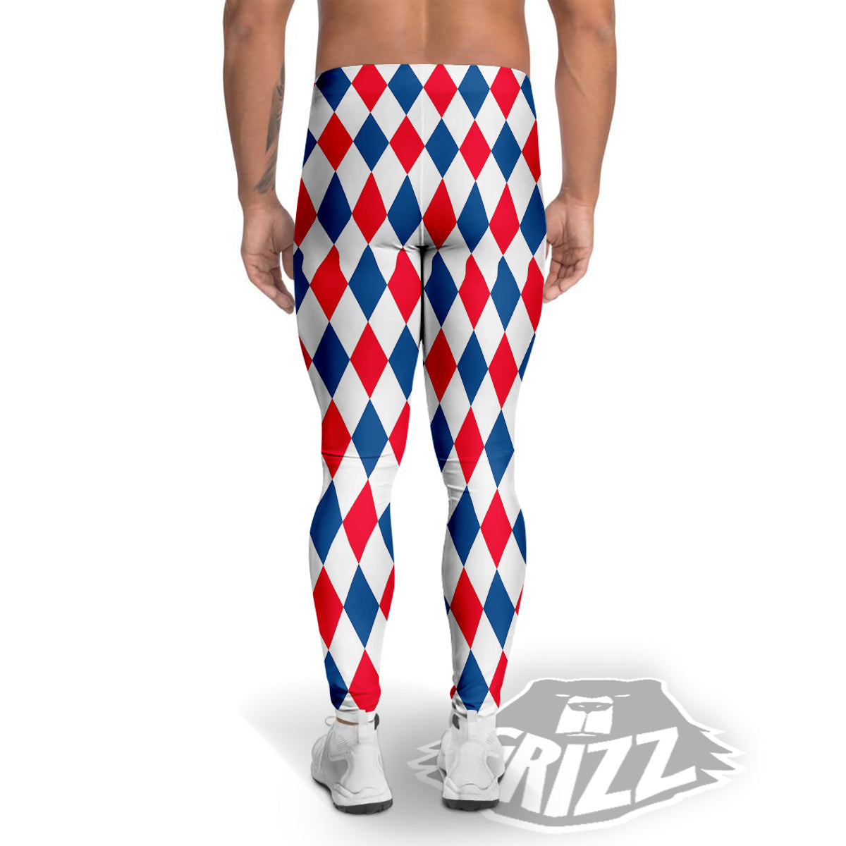 Argyle American Print Pattern Men's Leggings-grizzshop