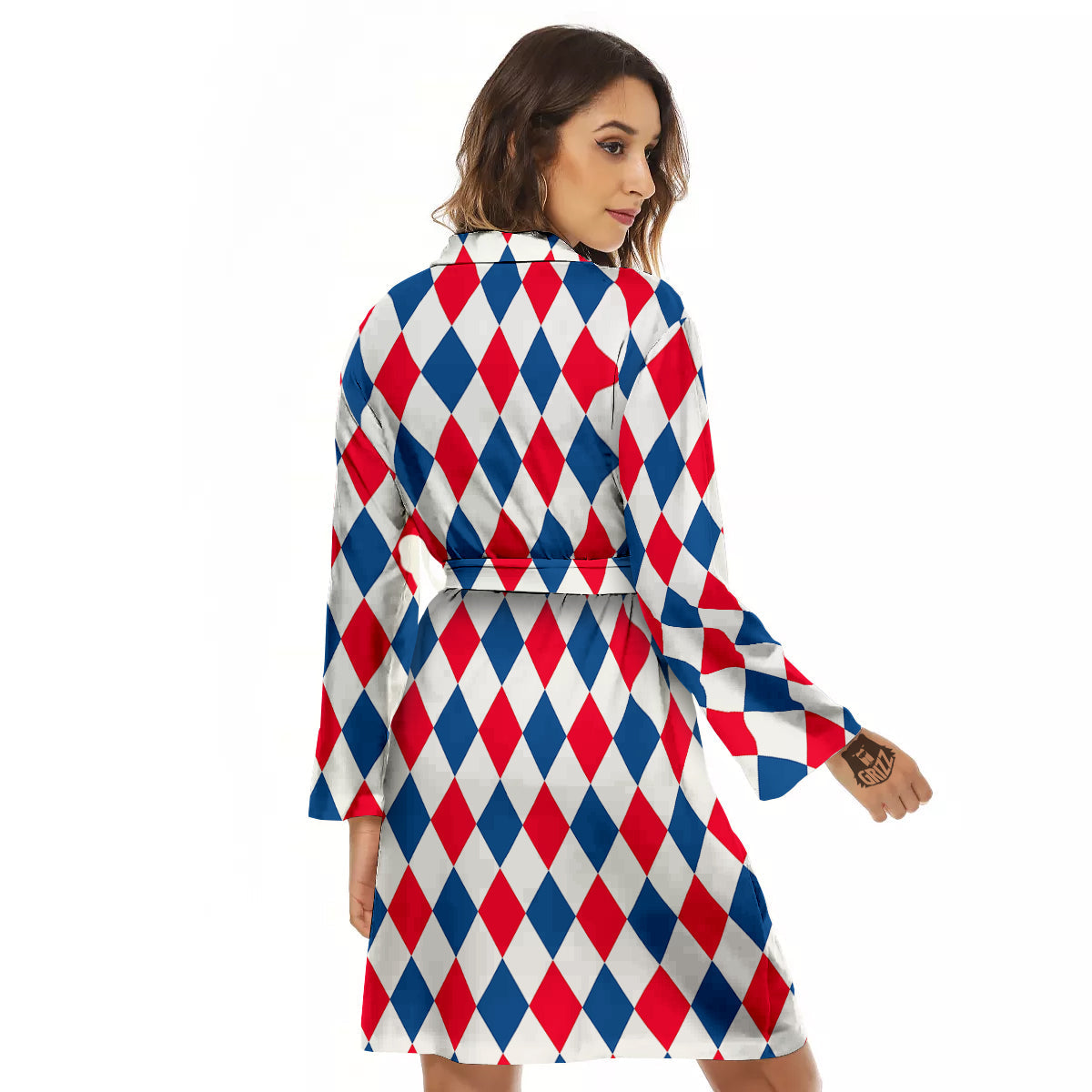 Argyle American Print Pattern Women's Robe-grizzshop