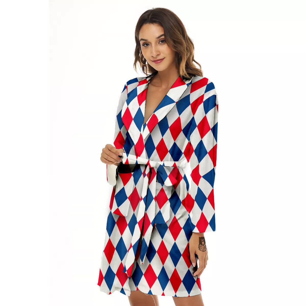 Argyle American Print Pattern Women's Robe-grizzshop
