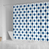 Argyle Blue Pattern Print Bathroom Shower Curtain-grizzshop