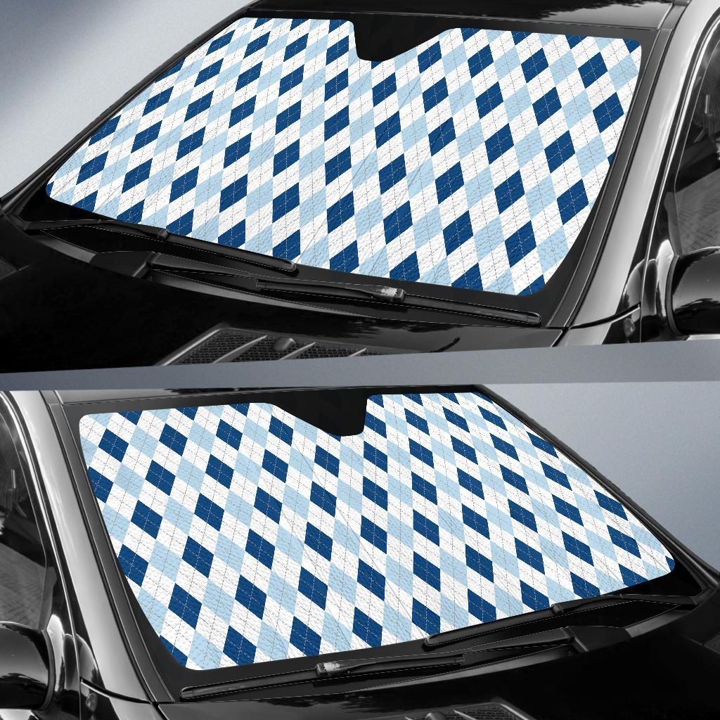 Argyle Blue Pattern Print Car Sun Shade-grizzshop