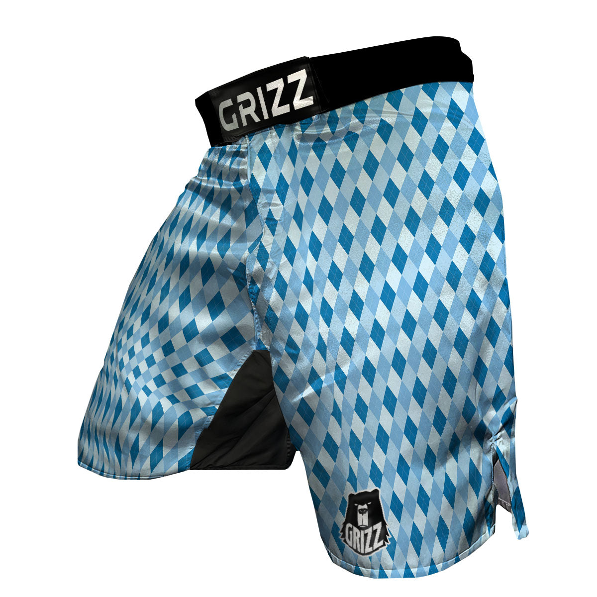 Argyle Blue Print Pattern MMA Shorts-grizzshop