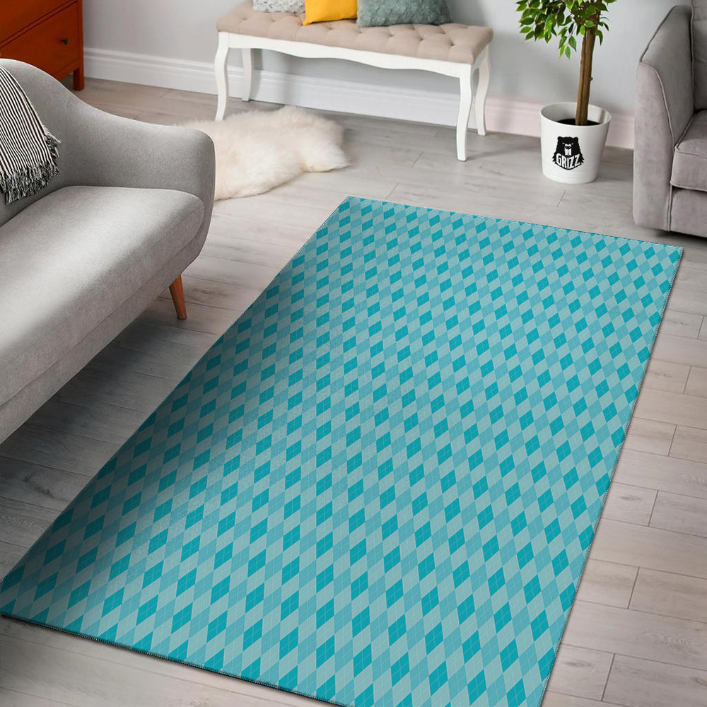 Argyle Classic Blue Print Pattern Floor Mat-grizzshop