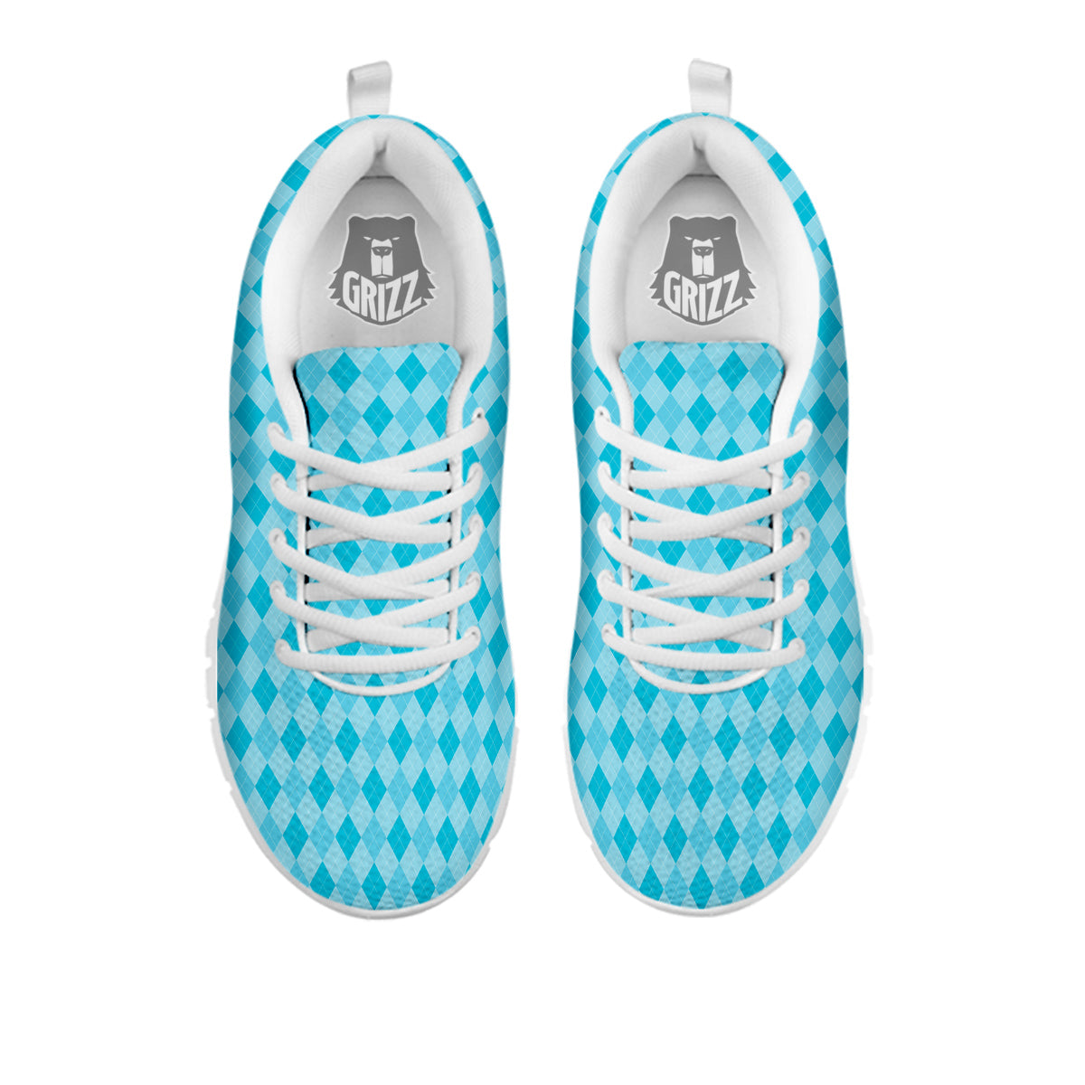 Argyle Classic Blue Print Pattern White Sneaker-grizzshop