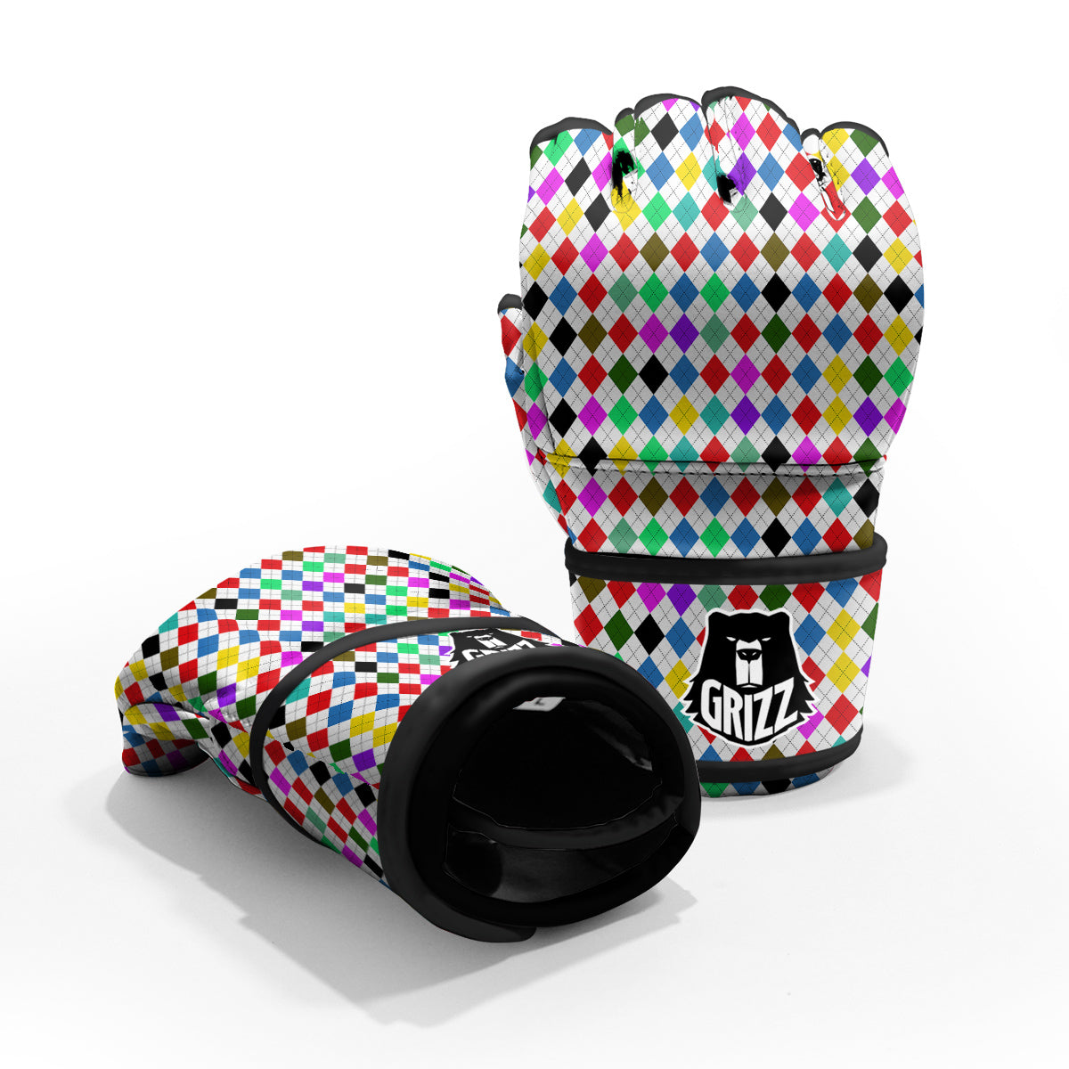 Argyle Colorful Print Pattern MMA Gloves-grizzshop