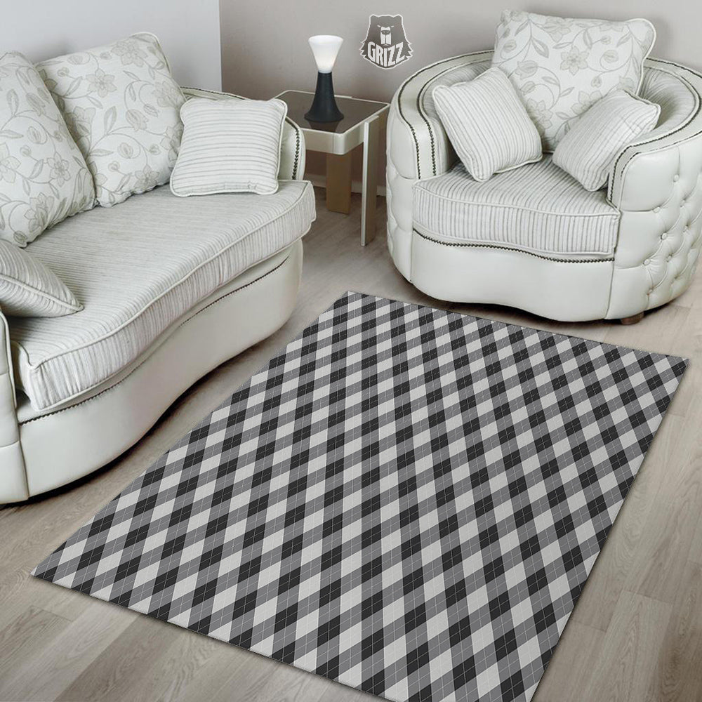 Argyle Dark Grey Print Pattern Floor Mat-grizzshop