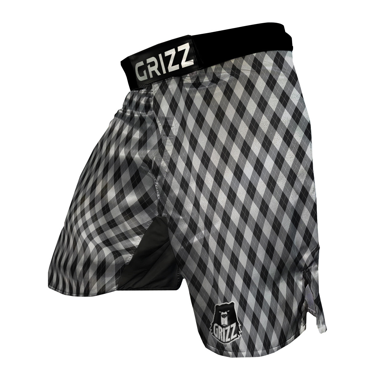 Argyle Dark Grey Print Pattern MMA Shorts-grizzshop