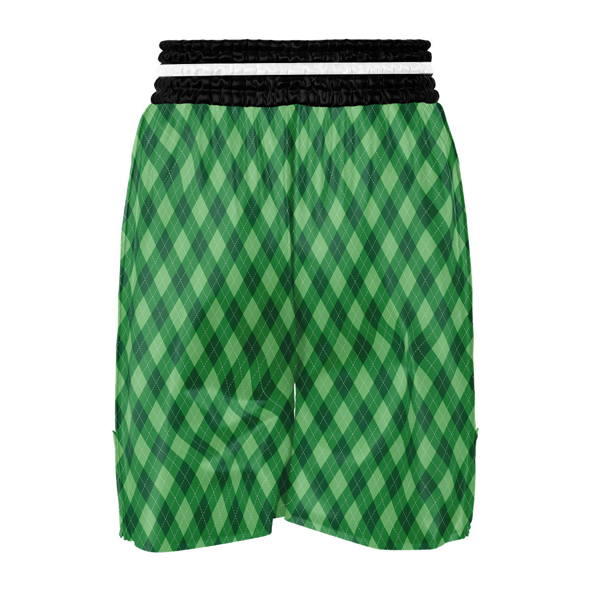 Argyle Forest Green Print Pattern Boxing Shorts-grizzshop