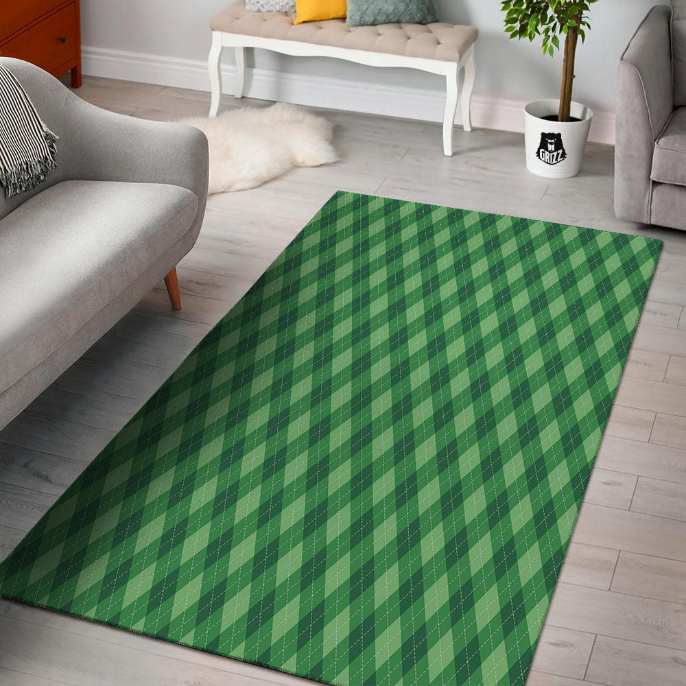 Argyle Forest Green Print Pattern Floor Mat-grizzshop