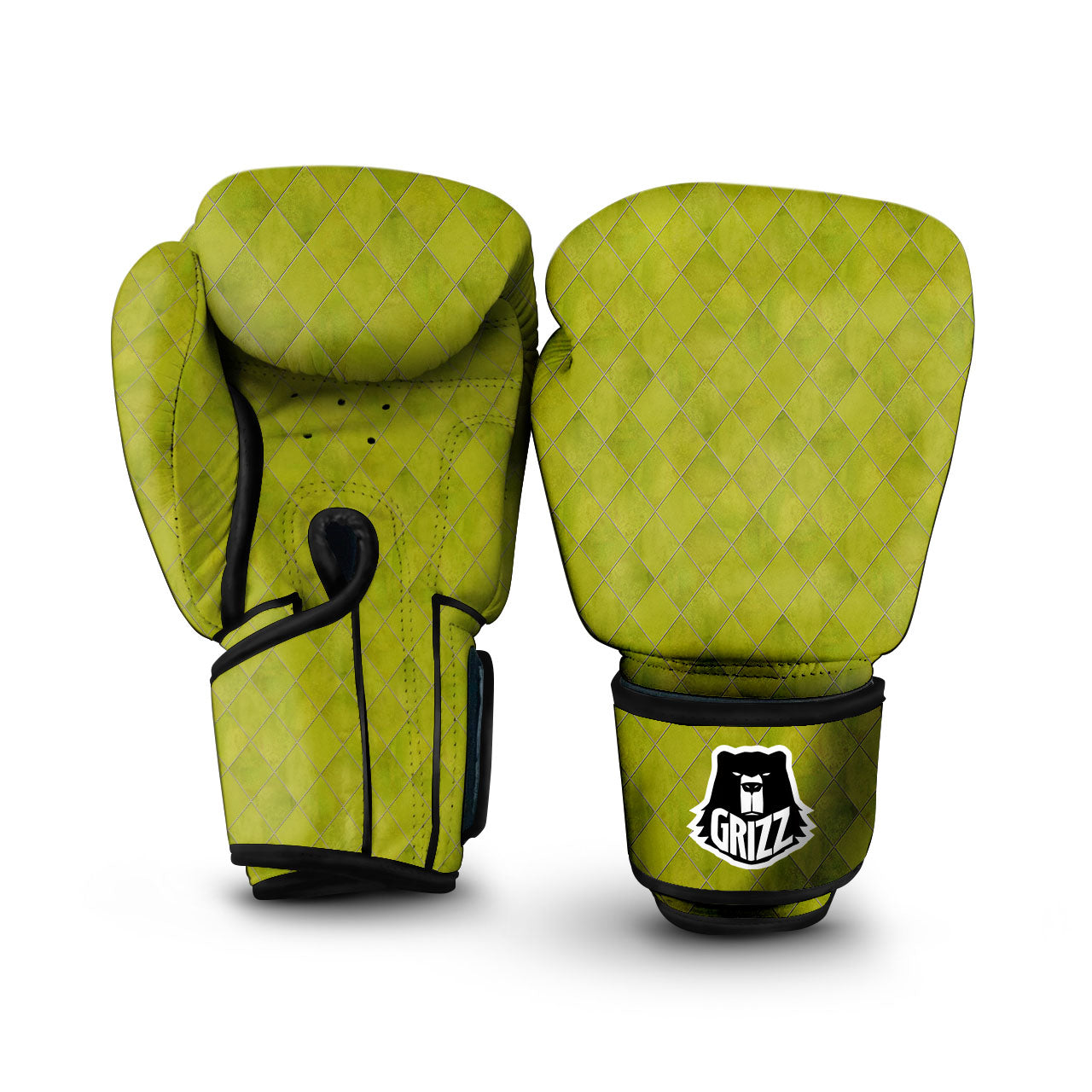Argyle Grass Green Print Pattern Boxing Gloves-grizzshop